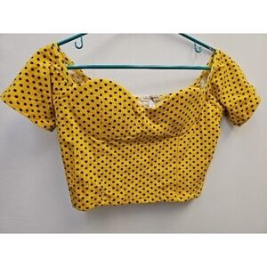 Diva Appared Polka Dots  Blue & Yellow Crop Top Structure Size Large